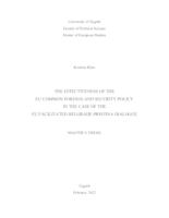 The Effectiveness of the EU Common Foreign and Security Policy in the Case of the EU Facilitated Belgrade-Pristina Dialogue