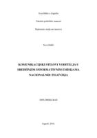 Komunikacijski stilovi voditelja u središnjim informativnim emisijama nacionalnih televizija