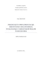 Preduvjeti implementacije društveno odgovornog poslovanja u hrvatskim malim poduzećima