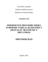 prikaz prve stranice dokumenta Perspektive provedbe mjera Europske unije za klimatsku i digitalnu tranziciju u Hrvatskoj