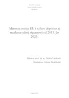 prikaz prve stranice dokumenta Mirovne misije EU i njihov doprinos u međunarodnoj sigurnosti od 2013. do 2023.