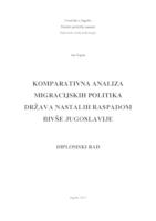 prikaz prve stranice dokumenta Komparativna analiza migracijskih politika država nastalih raspadom bivše Jugoslavije