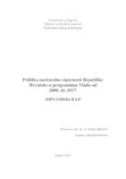 prikaz prve stranice dokumenta Politika nacionalne sigurnosti Republike Hrvatske u programima vlada od 2000. do 2017.