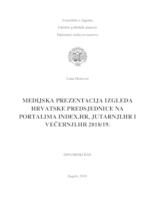 prikaz prve stranice dokumenta Medijska prezentacija izgleda hrvatske predsjednice na portalima Index.hr, Jutarnji.hr i Večernji.hr 2018./2019.